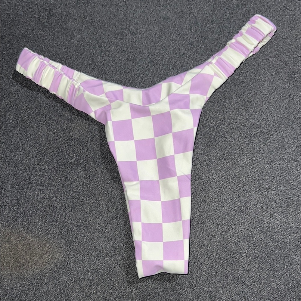 Purple and White Checkered Bikini Bottom